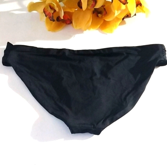 REBECCA VIRTUE BLACK RUCHED HIPSTER BIKINI BOTTOMS NWT SIZE MEDIUM - Picture 6 of 12
